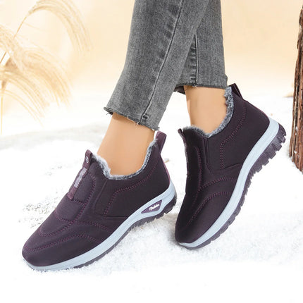 Women's Thickened Fleece Lined Boot Comfortable Warm Cotton Shoes round Toe Flat Heel Casual Style Ideal for Winter Season
