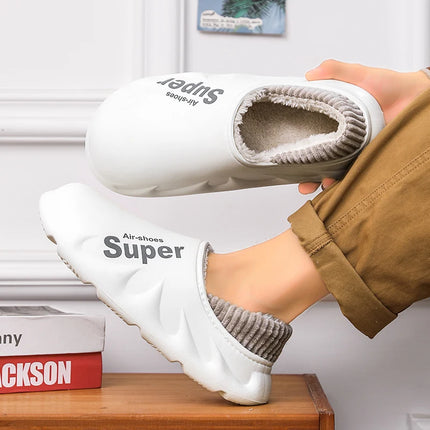 Women Men Winter Warm EVA Soft Sole Waterproof Slides Slippers Slip On Scuff Clogs Short Plush Platform House Shoes Indoor