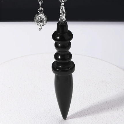 Natural Stone Pendant Egyptian Crystal Pendulum for Divination Dowsing Reiki Pink Clear Quartz Amethysts Black Onyx Pendulo X130
