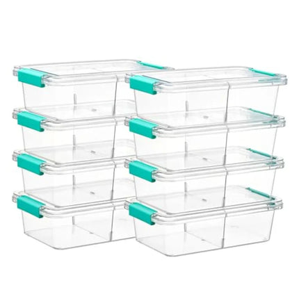 8 Pack Clear Pencil Box with Removable Divider, Plastic Pencil Case Crayon Box, Stackable Storage Containers with Lid for Pen,