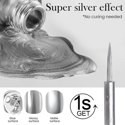 BORN PRETTY 7ml Silver Metal Effect Watercolor Nail Polish Clear Blossoming Effect Natural Air Dry Manicure Nail Art Varnish