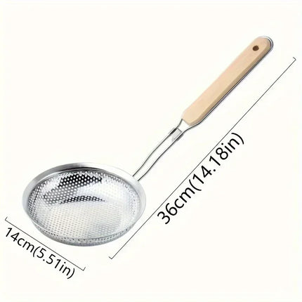 Wooden Handle Stainless Steel Small Colander Fine Mesh Oil Strainer Multi-function Filter Mesh Flour Sifter Kitchen Baking Tools
