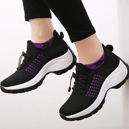 Outdoor Women Walking Sneakers Fashion Jogging Sock Shoes Youth Girls Trainers Breathable Ladies Platform Non-Slip Light Loafers