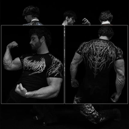 Dark Dragon Slayer Men's 2026 Summer New Fitness Clothes Speed Drying Running Printed Compression Clothes Sports T-shirt