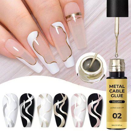 5ml Super Bright Silver Metallic Painting Liner Gel Nail Polish Drawing Stripe Graffiti Mirror Pull Line UV Gel Varnish