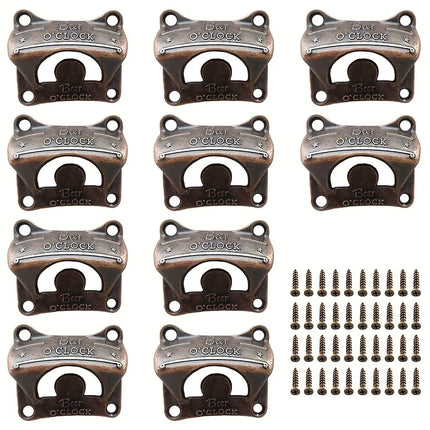 1/5/10pcs"Beer O' Clock" Bottle Opener Wall Mounted Retro BBQ DIY Solid Beer Opener Tools Bar Decorative  Opener Kitchen Gadgets