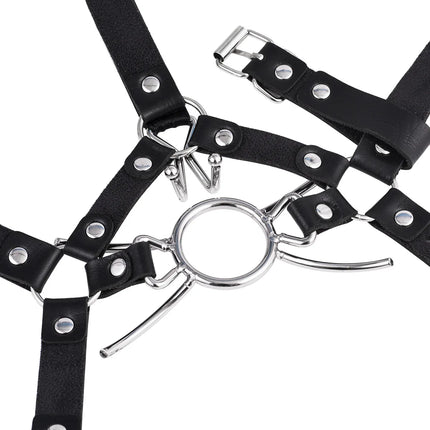 BDSM Metal Spider Gag with Nose Hooks Head Harness Bondage Slave Restraint Adult Sex Toy for Women Men Gay Fetish Role Play Gear