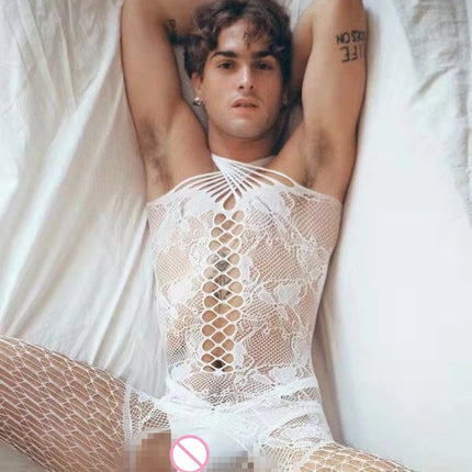 Mens Bodysuit Sexy Club Wear Underwear Hot Sexy Costumes Sex Open Crotch Fishnet Body Stocking Gay Bodystocking Gentleman