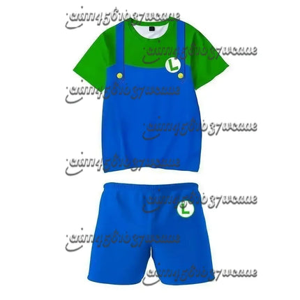 Bandai Mario Character Series Family Matching T-shirt Set Oversized Summer Short Sleeve Shorts Universal Cosplay Clothing