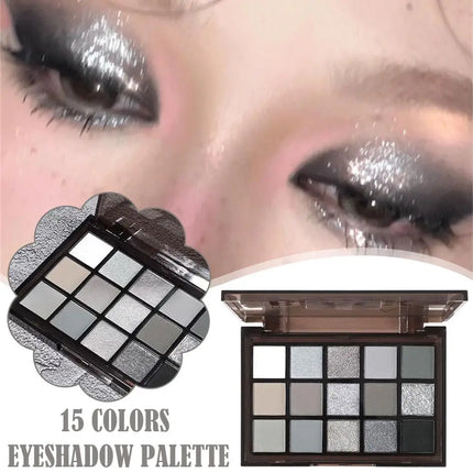 Smoky Black Eye Shadow Palette 15 Colors Black Gray Rose Eyeshadow Lasting Shimmer Eyes Makeup Dark Gothic Eye Shadow Plate