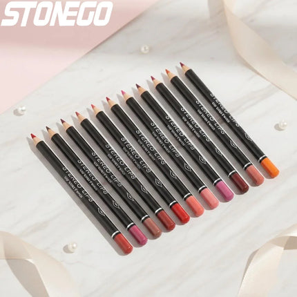 12PCS Matte Lip Liner Pencils Waterproof Long Lasting Pigments Smooth Colorful Nude Silk Lip Makeup