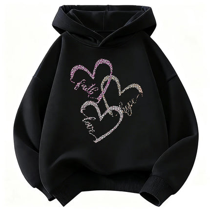 Hoodies Leopard Print with Love Heart Design Children's Sweatshirt Cute Hoody for Boys Girls Autumn Spring Casual Clothes