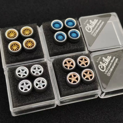 1/64 Chika Nabes Wheels or Brake Caliper 8.9mm 9.7mm 10.5mm Model Car Tires Rim Work S1 VSXX for 1:64 HW Tomy Mini GT Alloy Cars