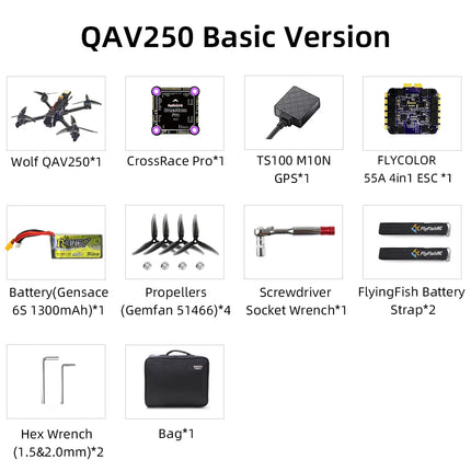 Radiolink Wolf QAV250 FPV Drone 15 Min Flight  GPS 180KM/H at PosHold Flight Mode Real-time Image Transmission Racing drone Quad