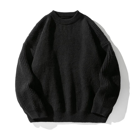 Men's 18oz Heavyweight Chunky Knit Sweater Basic Crew Neck Solid Color Textured Streetwear Winter Thermal Non-Scratch Top