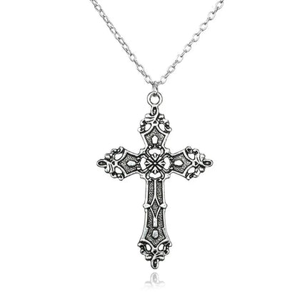 Gothic Big Zircon Cross Necklace Unisex Y2K Irregular Goth Large Cross Pendant Necklaces  for Men Women Couple Necklace Jewelry