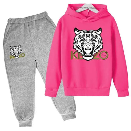 Tiger Head Kids Spring Autumn Leisure Fashion 2pcs Hoodie Sweatshirts+Pants Suits 3-13 Years Boys Girls Outfits Children Clothes