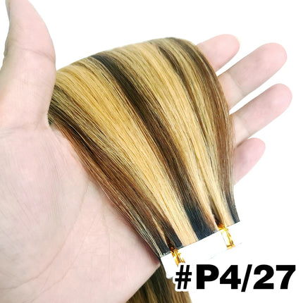 Real Human Hair Straight Tape In Extensions Double Sided For Skin Weft Tape In Hair Extensions 20Pcs Seamless Hair Extensions