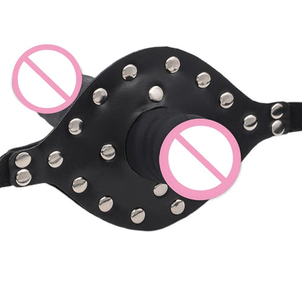 Double-Ended Dildo Deep Blowjob Sex Toy Gag Open Mouth Plug Leather Harness Lesbian Strapon Penis Butt Plug BDSM Erotic Bondage
