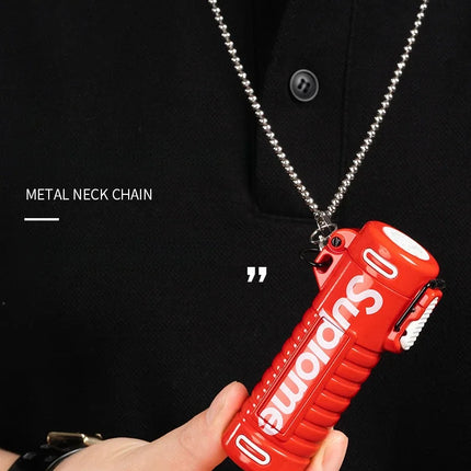 New Outdoor Windproof Pendant Inflatable Lighter Fashion Letter Jet Flame Strong Firepower Portable Lighter Men's Gift