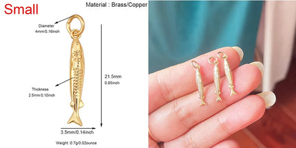 Enamel Fish Bone Squid Marine Sea Dalphin Charm Pendant,18K Real Gold Silver Plated Zircon Jewelry Finding Supplies S87 S75