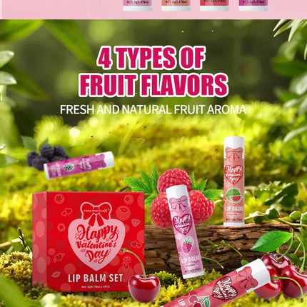 Women's Gifts 4PCS/Box Lip Balm Set Moisturizing and Glossy Suitable for Dry Lips Valentine's Day Gifts for