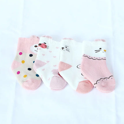 Cute Cartoon Baby Socks Winter Thicken Warm Terry Sock for Newborn Korean Kawaii Infant Toddler Girls Boys Middle Tube Socks