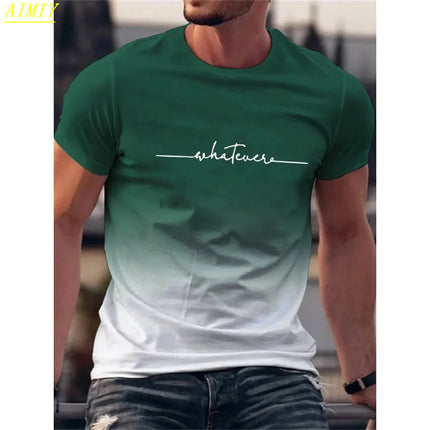 Fashion Summer 3D Stripe Letter Print Men's T Shirt Hip Hop Trend Harajuku Streetwear Casual O-neck Oversized T-shirts Men Tops