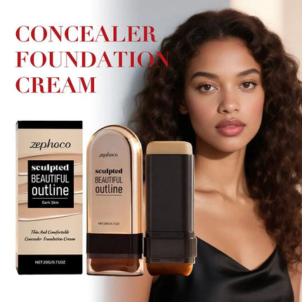 Zephoco Moisturizing Concealer Foundation Stick Long Lasting Full Coverage Covers Dark Circles Acne Scars Face Base Makeup