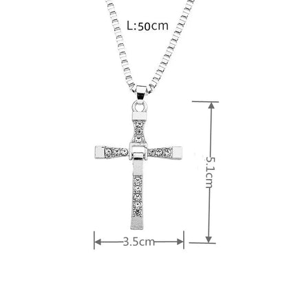 New Fast And Furious 7 Moive Cross Tourette Necklace Dominic Toretto Cross Pendant Necklace For Men