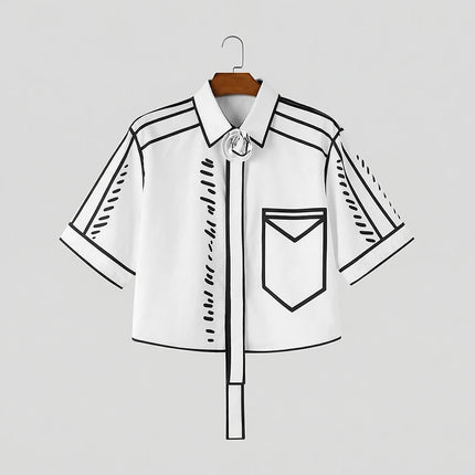 INCERUN Men's Shirt Printing Lapel Short Sleeve Flower Casual Men Clothes Streetwear Summer 2026 Fashion Crop Tops For Man S-5XL