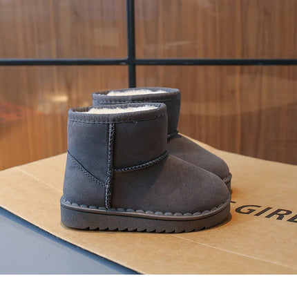 Children Snow Boots Leisure Thick Fur Platform Winter Kids Short Boot Four Colors Slip-on Unisex Concise Style Boys Girls Shoes