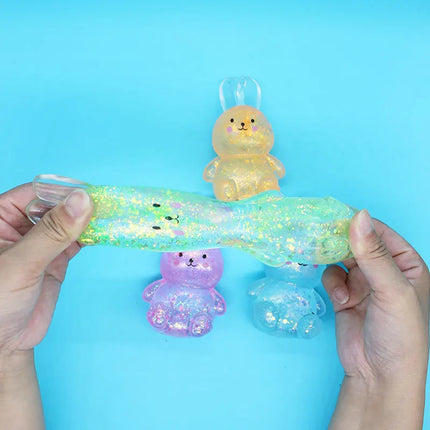 Anti-stress Soft TPR Slow Rebound Sequins Maltose Pinch Adult Toy Stress Relief Elastic Squeezing Colored Rabbit Decompression