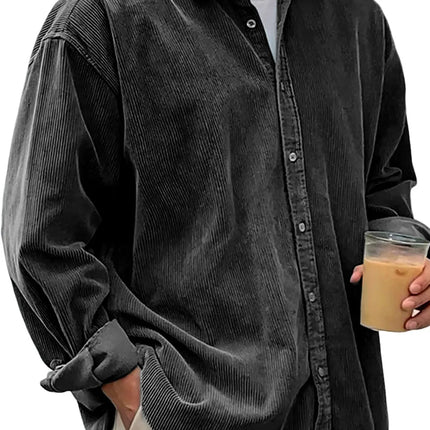 New Corduroy Shirt Men Long Sleeve Trendy Casual Loose Thick Autumn Winter Shacket Male Outerwear