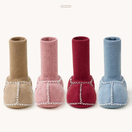 Baby Suede Leather Thick Shoes Infants Winter Plush Warm Booties Fur Girls Booties Unisex Sheepskin Kids Boy Floor First Walkers