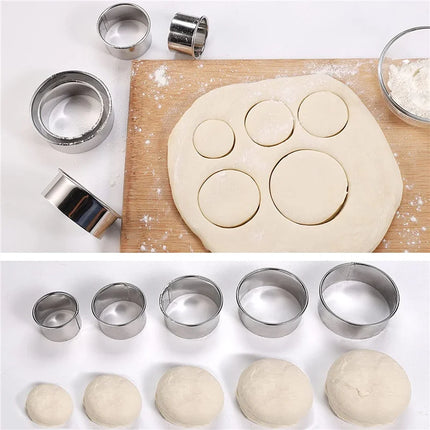 5pcs Round Biscuit Mold Stainless Steel Dumpling Skin Cutting Mould DIY Cake Pastry Baking Cutting Maker Tools Kitchen Gadgets