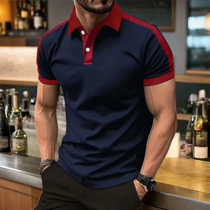 European and American Summer Men's Fashion Stripe Printed Comfortable Breathable Polo Shirt Outdoor Urban Casual Top