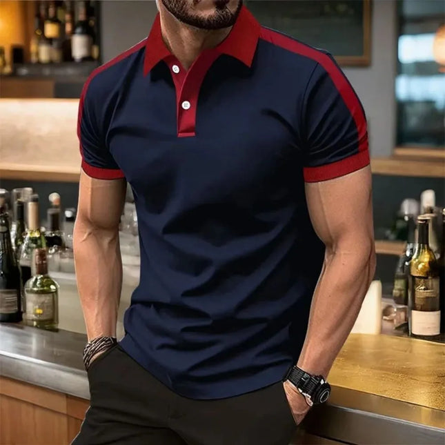 European and American Summer Men's Fashion Stripe Printed Comfortable Breathable Polo Shirt Outdoor Urban Casual Top