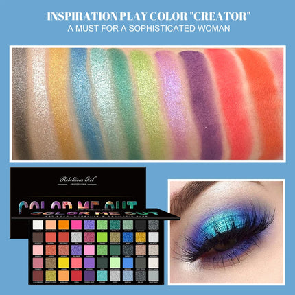 50 Color Gift Eyeshadow Tray,Professional Makeup Artist nude Warm Tone Pearlescent Matte Color for Carnival/Daily/Party