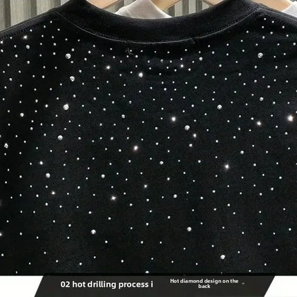 Summer Rhinestone Rivet T-shirt for Men Clothing Round Neck Casual T-shirt Fashion High Street 2025 Men's Summer Short Sleeves