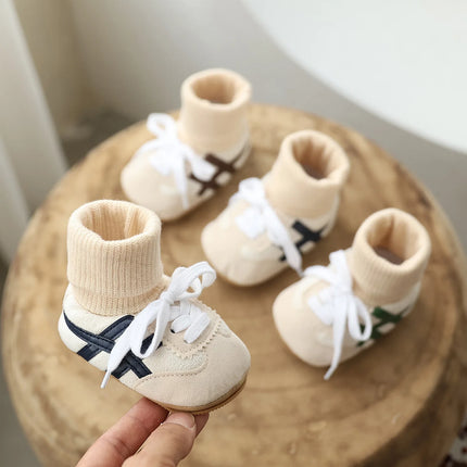 Spring and Autumn New Baby Shoes for Boys and Girls 0-1 Year Old Baby Shoes Socks Integrated Warm Sports Walking Shoes