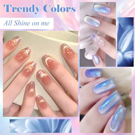 7pcs Shiny Cat Magnetic Gel Nail Polish Set With Magnetic Rod Pink Colorful Semi Permanent Soak Off UV Gel Varnish Nail Supplies