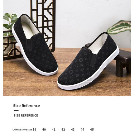 Low-Top Men's Shoes Chinese Style Soft Bottom Driving Shoes Breathable Casual Loafers Flat Heel Slip-On Canvas Shoes