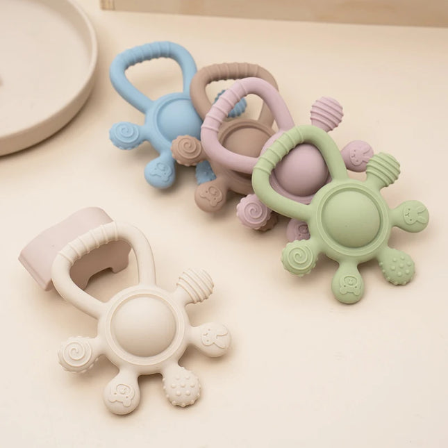 Baby Silicone Teether Rattle Toys BPA Free Palm Design Chewing Toy for Infants Newborn Gifts Easy to Grip Babies Teething Toys