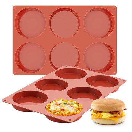 Large Round Disc Silicone Mold Hamburger Bun Pan Egg Sandwish Layer Cake Muffin Top Custard Tart Resin Coaster Kitchen Supplies