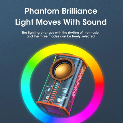 Transparent Cyberpunk Wireless Bluetooth Speaker Sound Light Rhythm Subwoofer TWS Stereo Music Center Hands-free Call