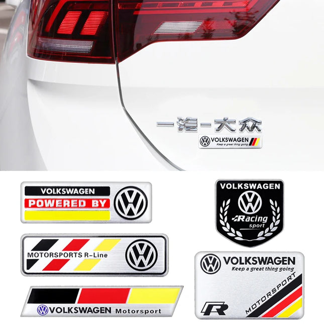 Volkswagen Series Aluminum Badge Car Body Stickers Decals For VW GTI Polo Golf Passat Tiguan Arteon Touareg Taigo Caddy Jetta CC