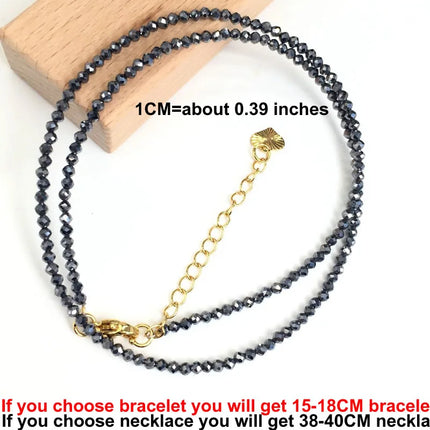 Natural Stone Beads Necklaces bracelet 2-3MM Faceted Round Quarts Tourmalins Mini Beads Necklaces For Women Jewelry Gifts