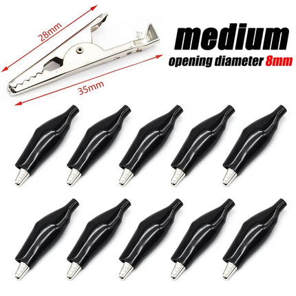 10pcs 28mm35mm45mm Alligator Clip Metal Crocodile Electrical Clamp for Testing Probe Meter Black/Red with Plastic Boot