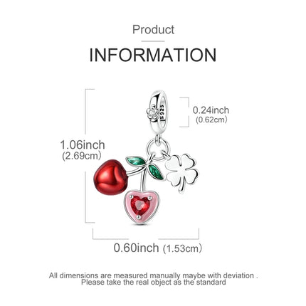 Mula 1Pc Hot Sale 925 Silver Cherry Clover Pendant Charm Fit Original Snake Chain Bracelet DIY Jewelry Gift for Women